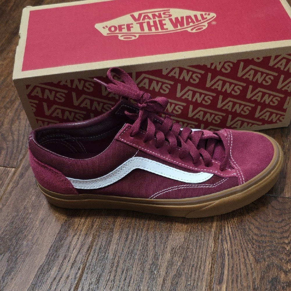 Vans Maroon Sneakers with White Accent